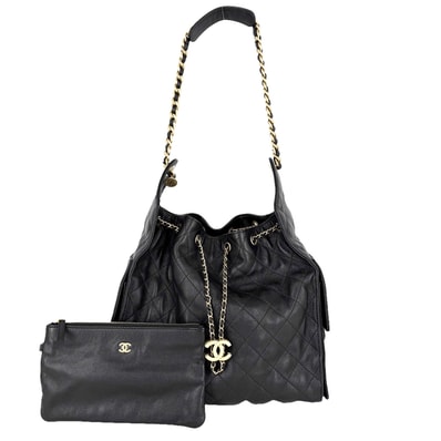CHANEL シャネル ハンドバッグ マトラッセ シャネル25 セミショルダーバッグ 肩掛け ココマーク キャビアスキン ブラック 黒 ゴールド金具 レディース【中古品】