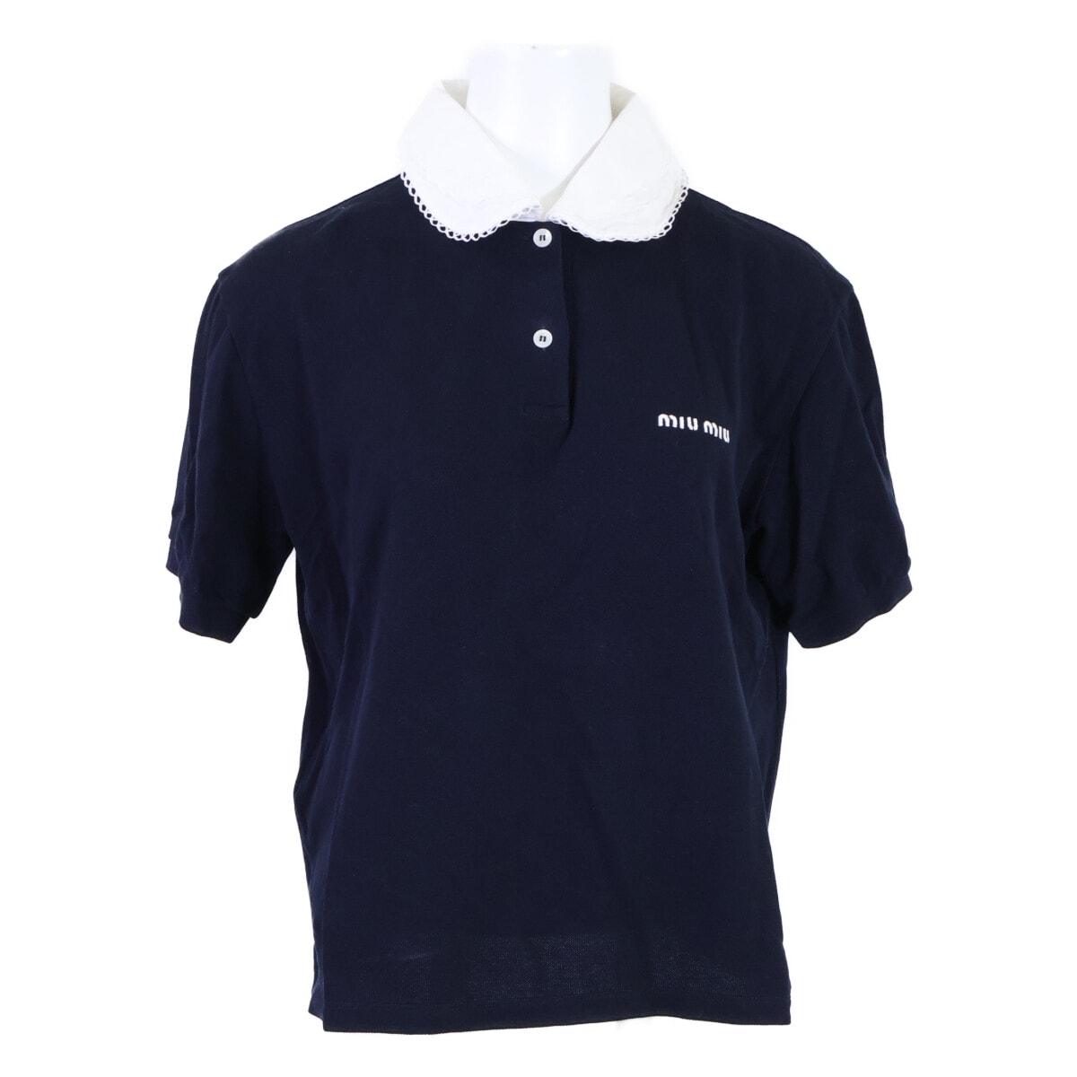 ミュウミュウ 【美品/国内正規26SS】MJNA43 Piquet Polo Shirt ピケ ポロシャツ S