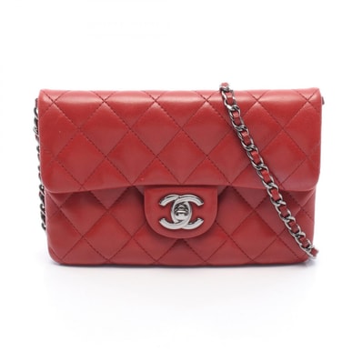 シャネル CHANEL マトラッセ スモール チェーンショルダー ショルダーバッグ バッグ ラムスキン(羊革) レディース レッド系 66251 【中古】