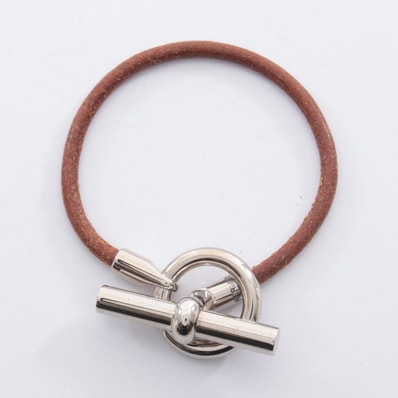 エルメス HERMES グレナン ブレスレット アクセサリー レザー ステンレススチール レディース ブラウン系 / シルバー系 【中古】