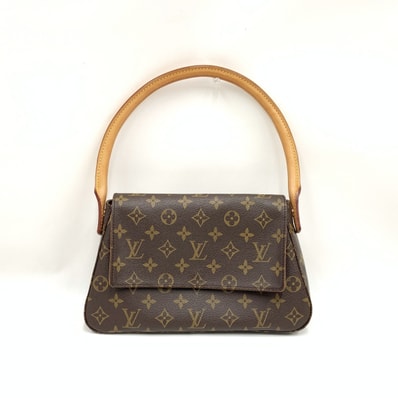 〇〇LOUIS VUITTON ルイヴィトン モノグラム ミニ ルーピング セミショルダーバッグ M51147 ブラウン