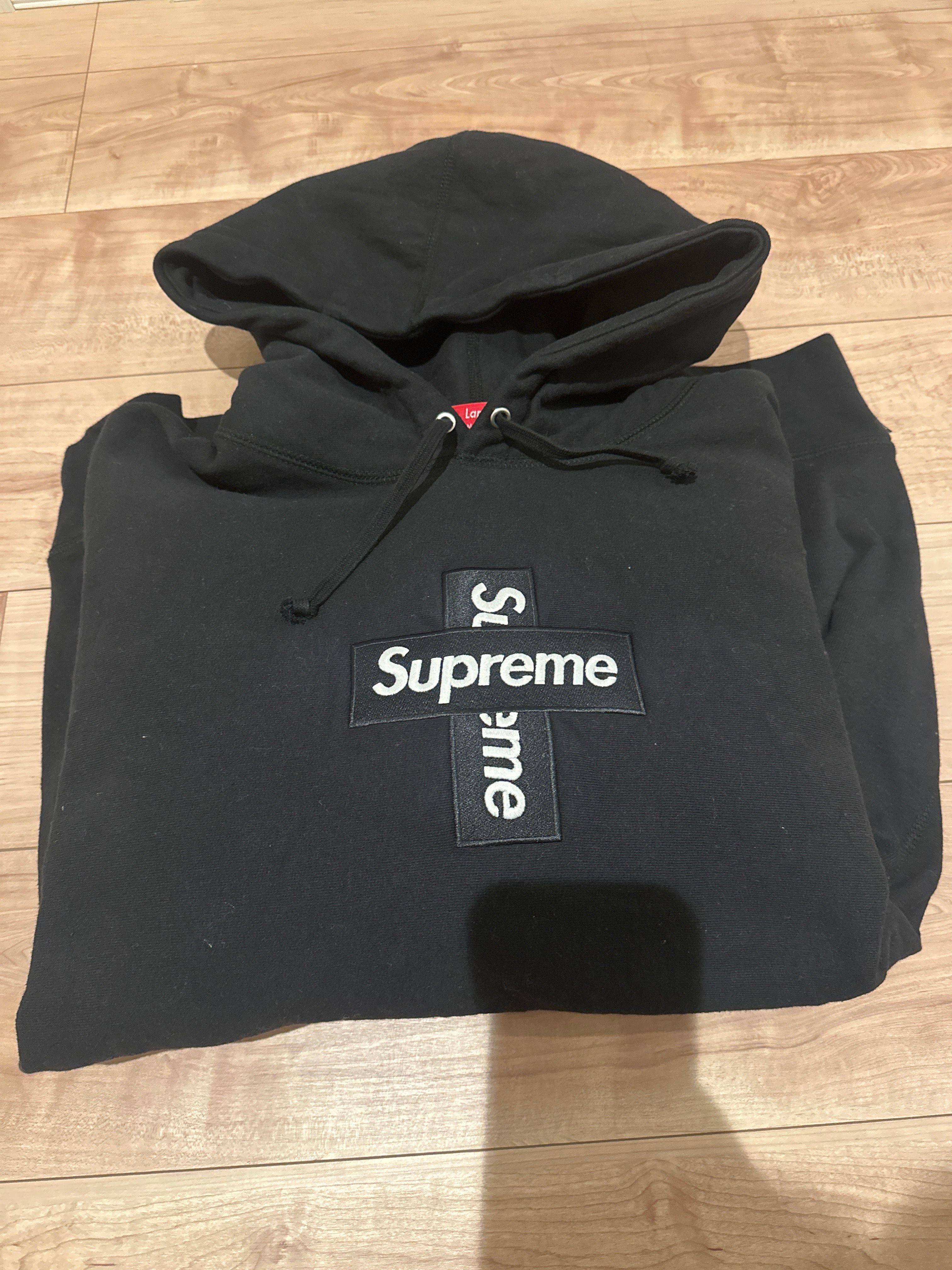 Supreme Cross Box Logo Hooded Sweatshirt "Black"