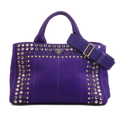 プラダ PRADA ハンドバッグ ショルダーバッグ カナパ キャンバス パープル レディース【中古】 56912k