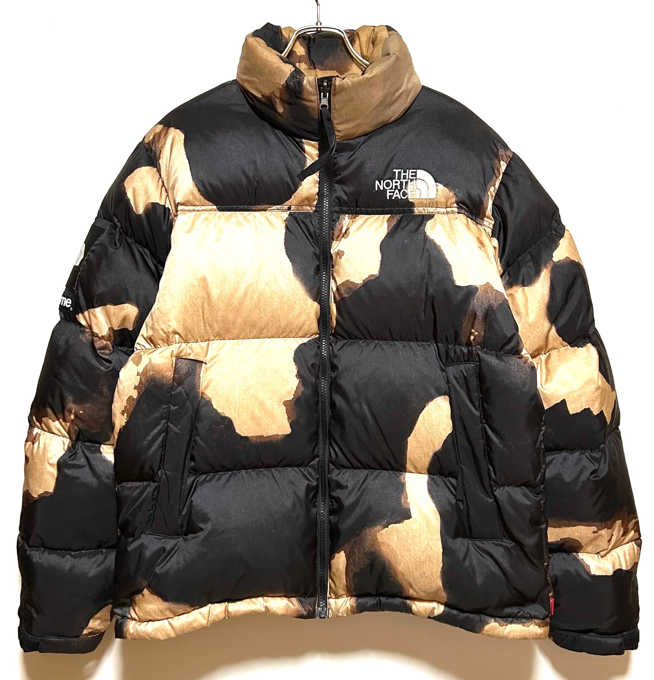 Supreme x The North Face Bleached Denim Print Nuptse Jacket "Black"