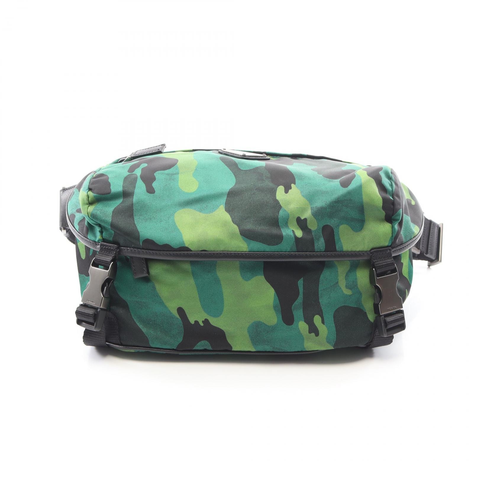 プラダ PRADA TESSUTO CAMOUFL ショルダーバッグ バッグ ナイロン サフィアーノレザー メンズ グリーン系 / ブラック系 VA0994 【中古】