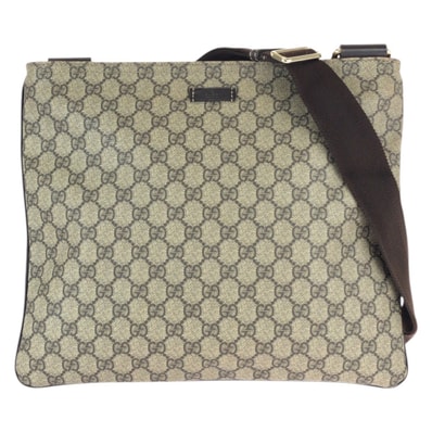 美品 GUCCI グッチ ベージュ ブラウン ゴールド金具 GGスプリームキャンバス レザー/ ショルダーバッグ メッセンジャーバッグ 600789 【中古】