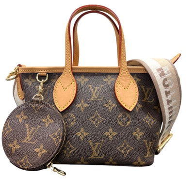 LOUIS VUITTON 極美品 ルイヴィトン ネヴァーフルBB モノグラム 2way ハンドバッグ ショルダーバッグ M46705 PVC レザー RFID確認済 ブラウン ヌメ革 トートバッグ LV ヴィトン Aランク 中古 鑑定済 ヴィトンバッグ