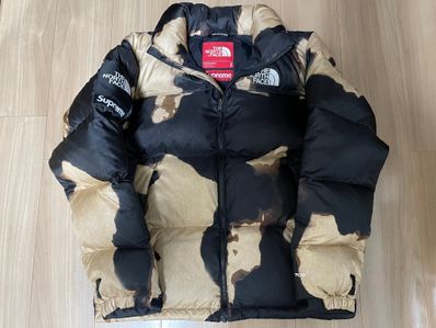 Supreme x The North Face Bleached Denim Print Nuptse Jacket "Black"