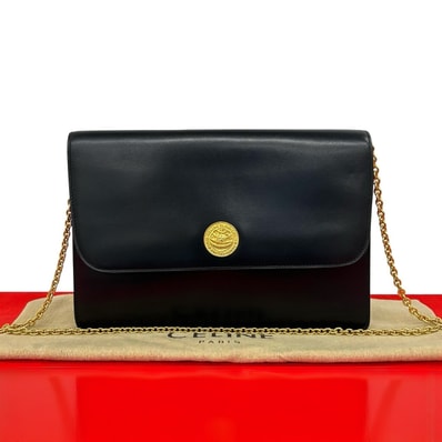CELINE セリーヌ メダリオン サークル 地球儀 ロゴ 金具 レザー ショルダーバッグ ブラック
77533