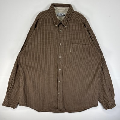 古着 コロンビア Columbia 長袖シャツ チェック 大きいサイズ ワンポイント ロゴ 14041 ブラウン系 マルチカラー メンズ