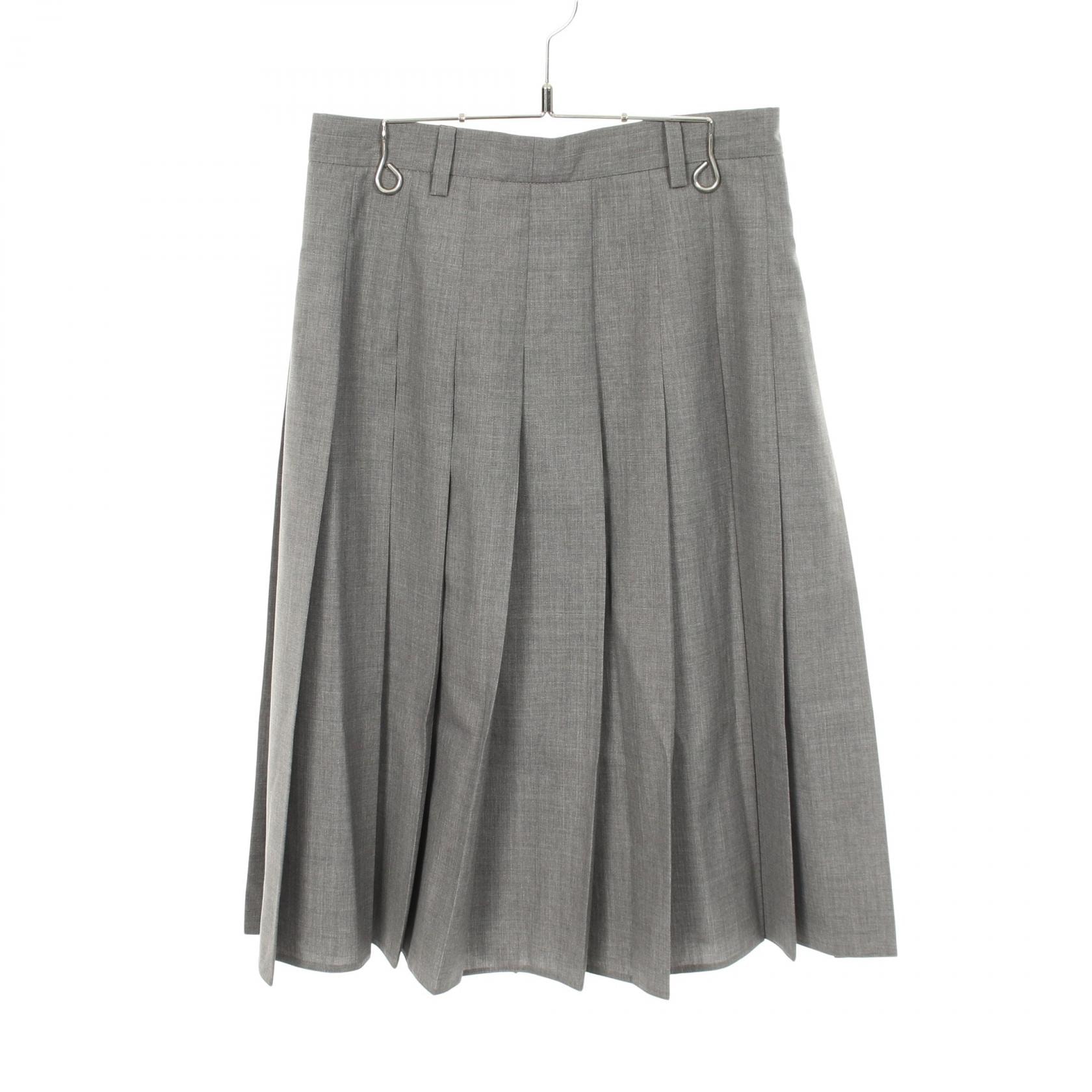 プラダ PRADA プリーツ スカート 衣料品 ボトムス ウール レディース グレー系 【中古】