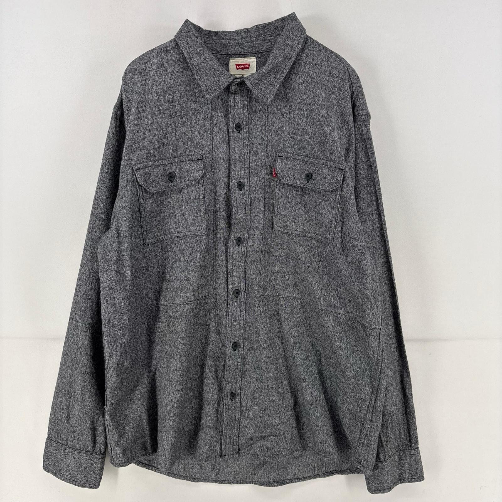 古着 リーバイス Levi's 長袖シャツ 胸ポケット 無地 ネルシャツ 大きいサイズ XL  グレー 無地 メンズ