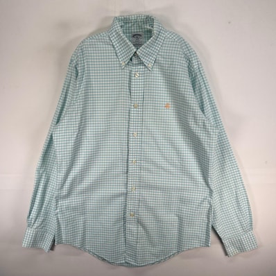 古着 ブルックスブラザーズ Brooks Brothers 長袖シャツ ロゴ 刺繍 REGENT ボタンダウン M ブルー系 チェック メンズ