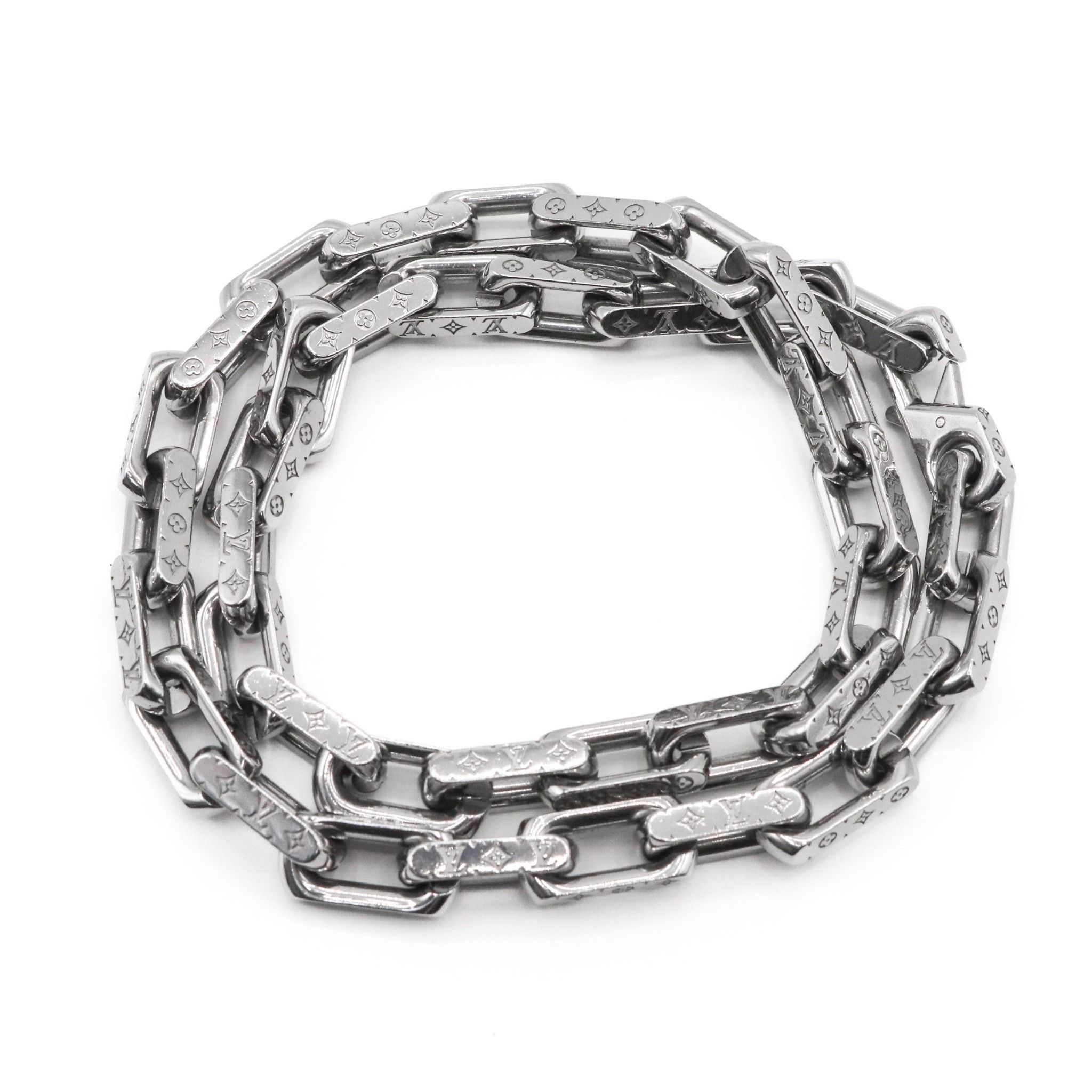 Louis Vuitton Monogram Chain Necklace "Silver"