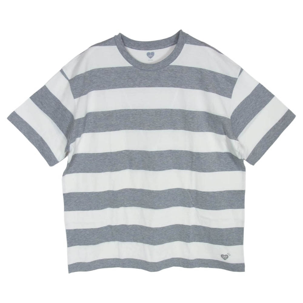 HUMAN MADE ヒューマンメイド 26SS HM31CS016 STRIPED PACK T-SHIRT ロゴ コットン ストライプ ボーダー パック 半袖 Tシャツ グレー系 XL【中古】