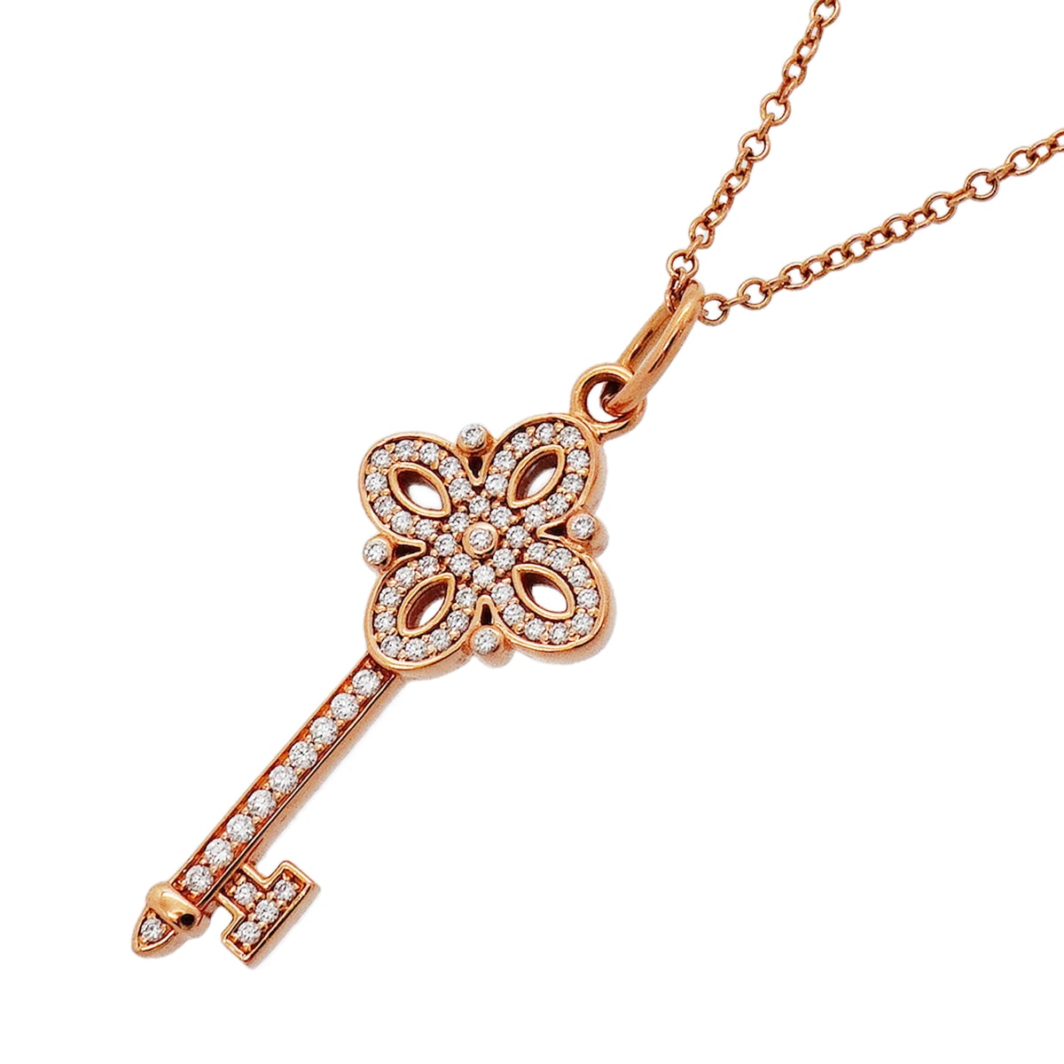 【6jib0708】ティファニー ネックレス ビクトリアキー K18PG ピンクゴールド ダイヤモンド【中古】レディース