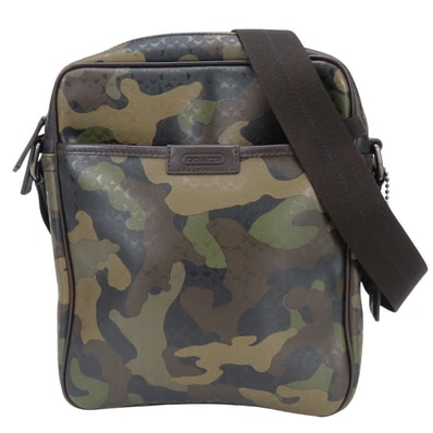 【中古】 コーチ ショルダーバッグ シグネチャー F70848 カモフラージュ PVC カーキ ブラック 斜め掛け カジュアル 普段使い メンズ 男性 COACH