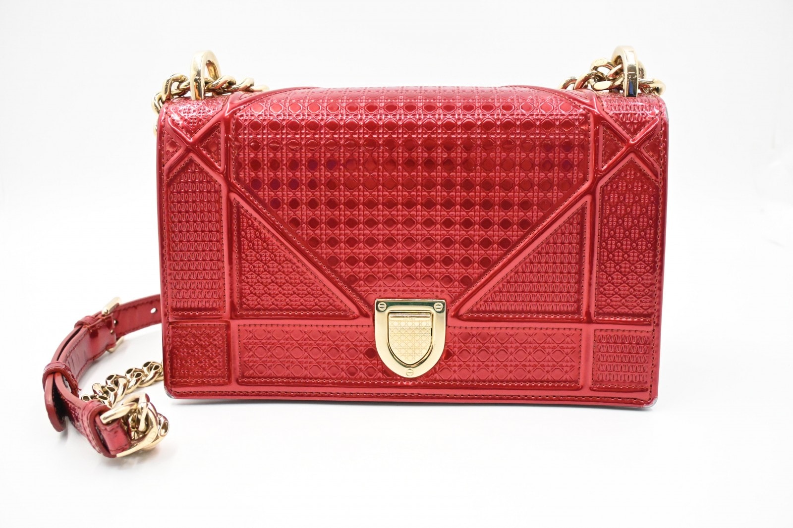 ディオール ディオラマ フラップ ショルダーバッグ メタリックレザー