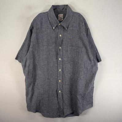 古着 ブルックスブラザーズ Brooks Brothers 半袖シャツ 胸ポケ 1818 L ネイビー系 チェック メンズ