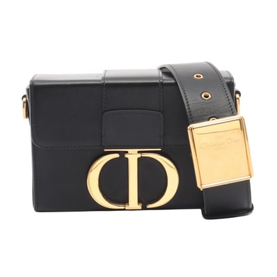 ディオール Dior 30 MONTAIGNE モンテーニュ ボックス ショルダーバッグ バッグ レザー レディース ブラック系 【中古】
