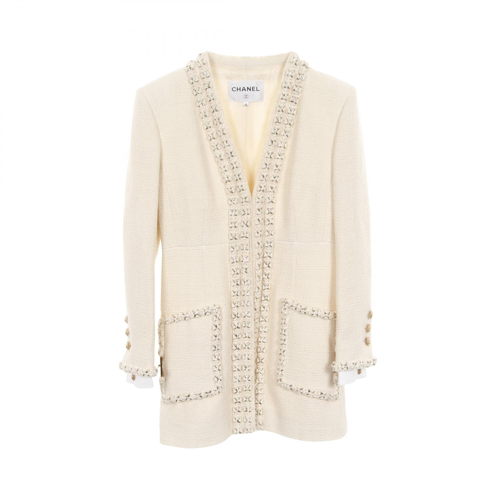 シャネル CHANEL メティエダール リッツ ​​パリ ツイード 衣料品 アウター ウール レディース アイボリー系 【中古】