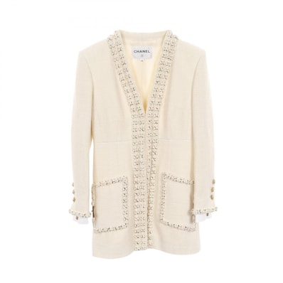 シャネル CHANEL メティエダール リッツ パリ ツイード 衣料品 アウター ウール レディース アイボリー系 【中古】