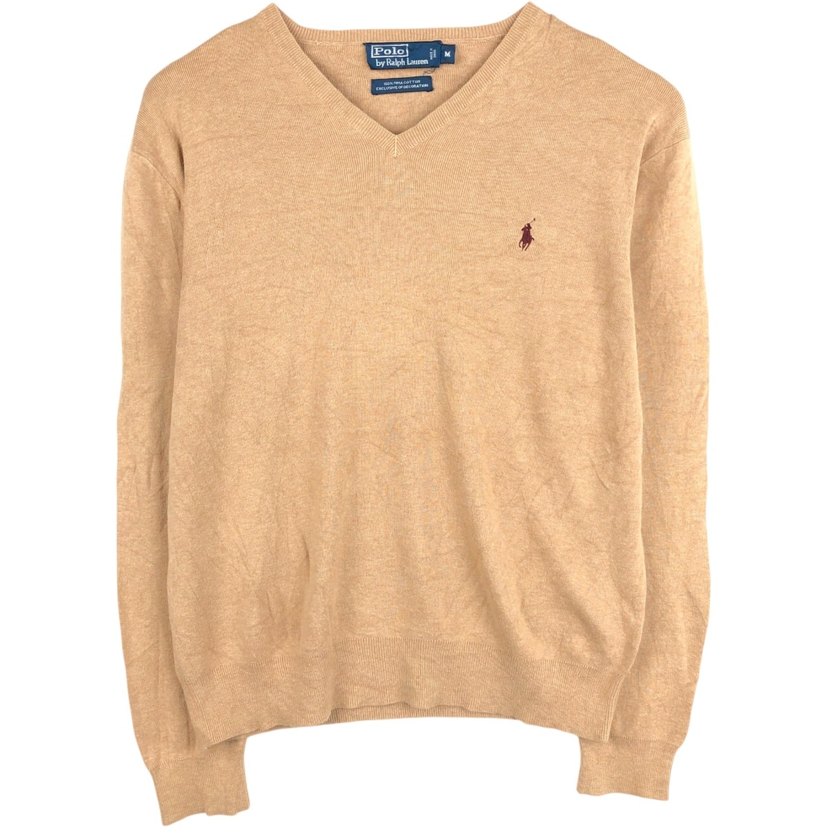 古着 ラルフローレン Ralph Lauren POLO by Ralph Lauren Vネック ピマコットンニットセーター メンズM相当/eaa672418