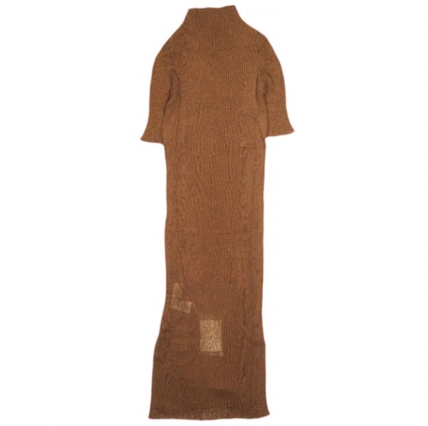 新品 TAN タン 22SS 日本製 SPARKLE DRESS リブ編みニットロングワンピース TN22SS002 Free BRONZE 五分袖 ドレス トップス g23077