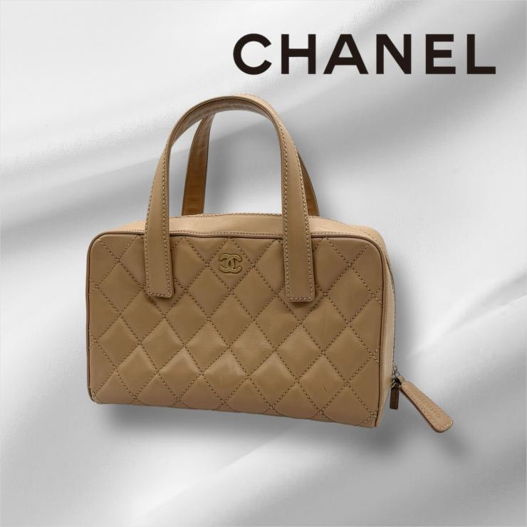 CHANEL シャネル ハンドバッグ  マトラッセ ワイルドステッチ ハンドバック トートバッグ ベージュ A14692 ★中古★