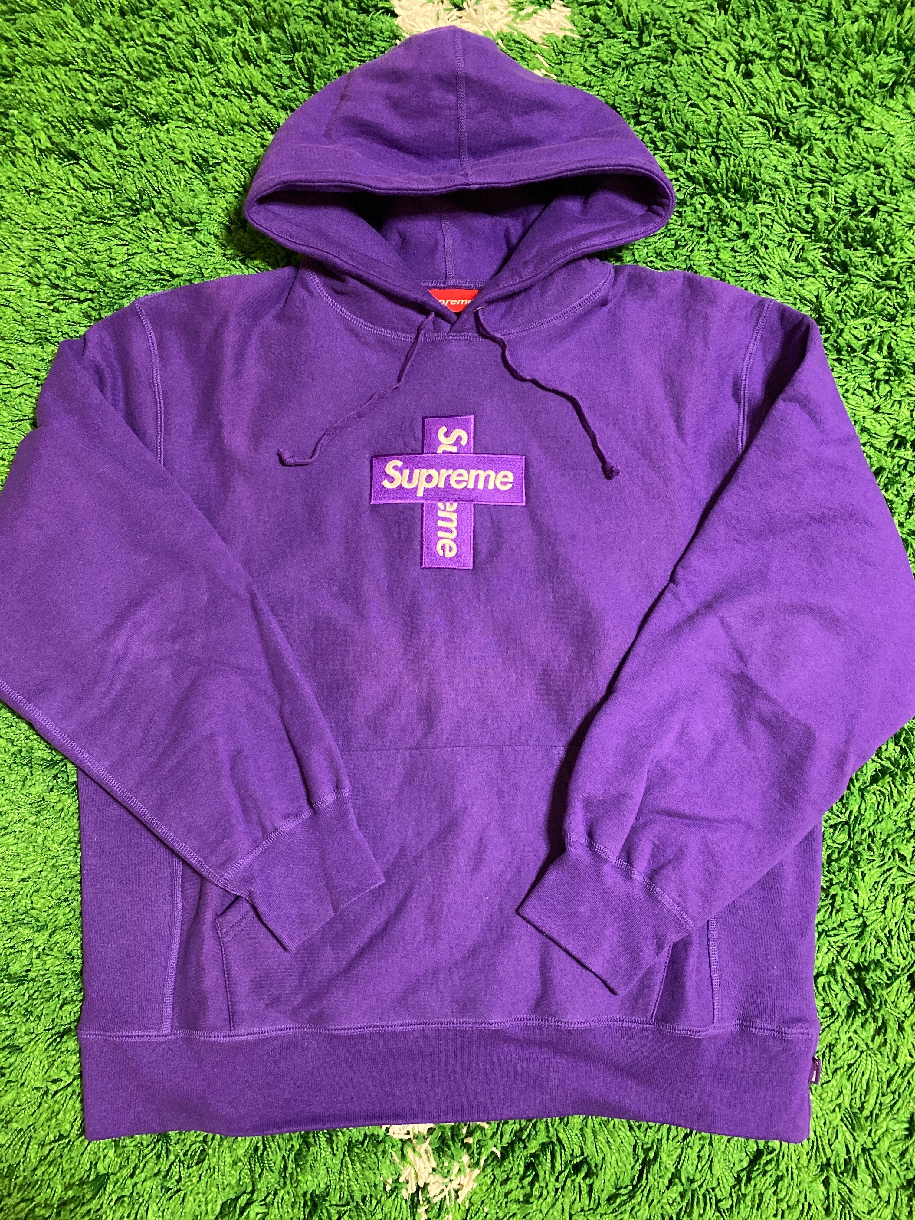 Supreme Cross Box Logo Hooded Sweatshirt "Purple"