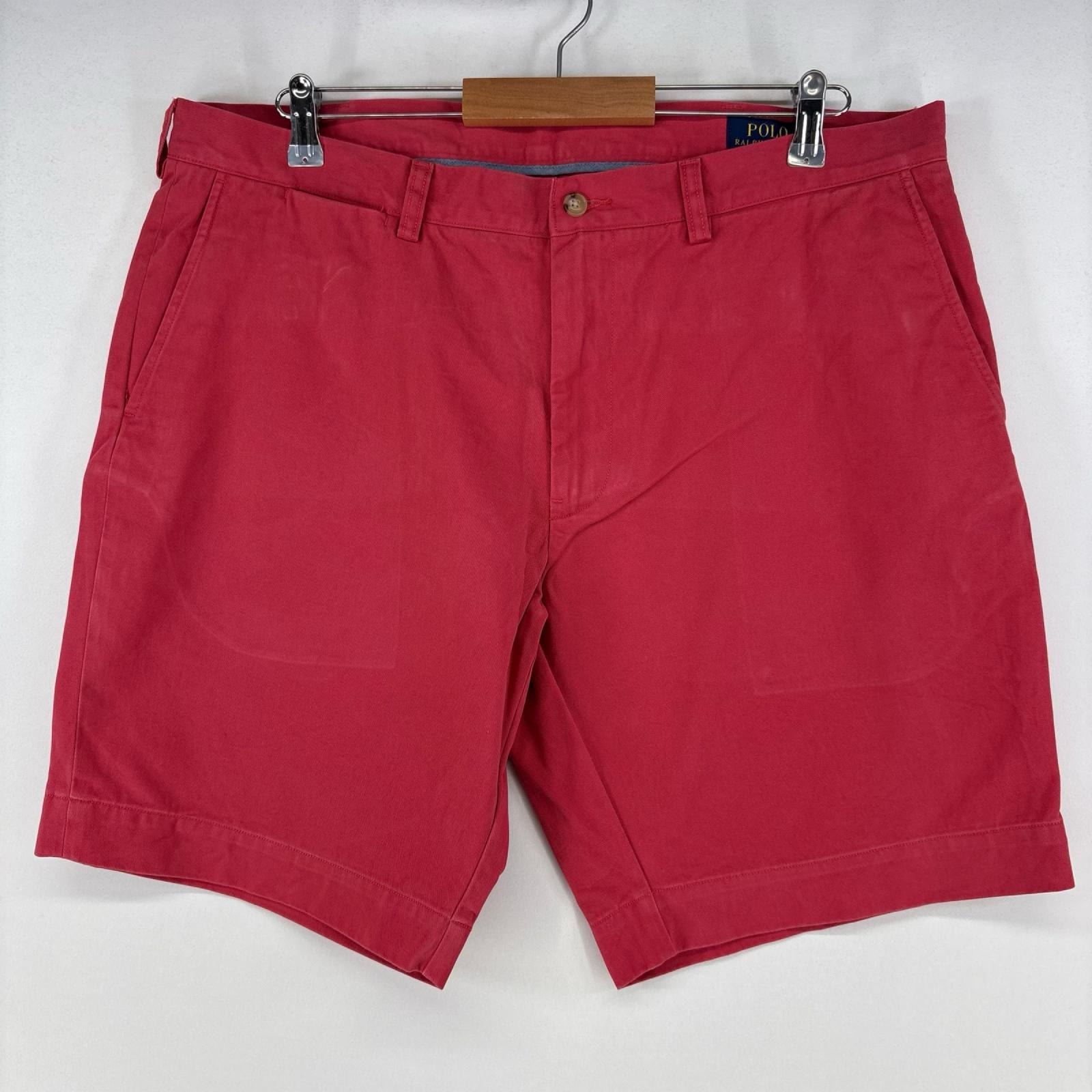 古着 ポロ・ラルフローレン POLO RALPH LAUREN ショートパンツ チノパン ワンポイントロゴ ジップ 大きいサイズ w38  レッド メンズ