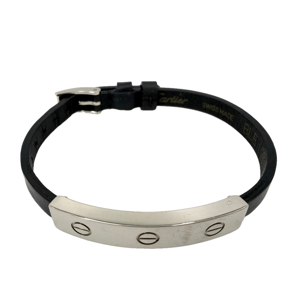 CARTIER カルティエ バングル ラブブレス ジュエリー アクセサリー LOVE Au750 18金WG 18サイズ メンズ レディース K18ホワイトゴールド    ブラック 黒 シルバー金具 ユニセックス 約10.6g【中古品】