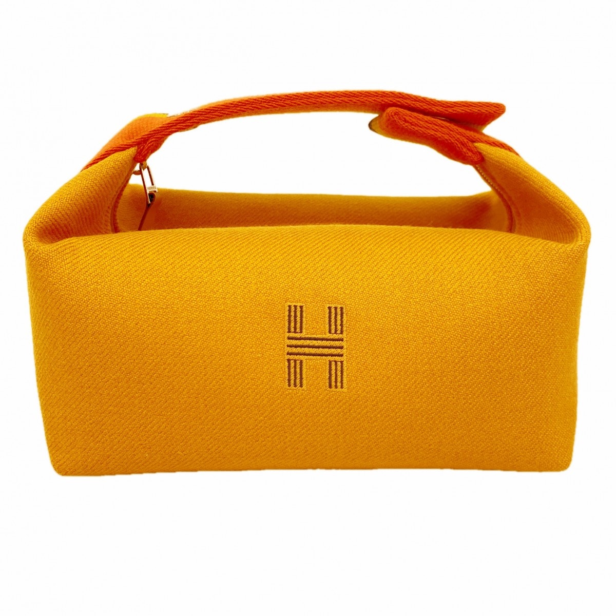 【6db1598】エルメス ハンドバッグ ブリッドアブラックPM キャンバス イエロー シルバー金具【中古】レディース