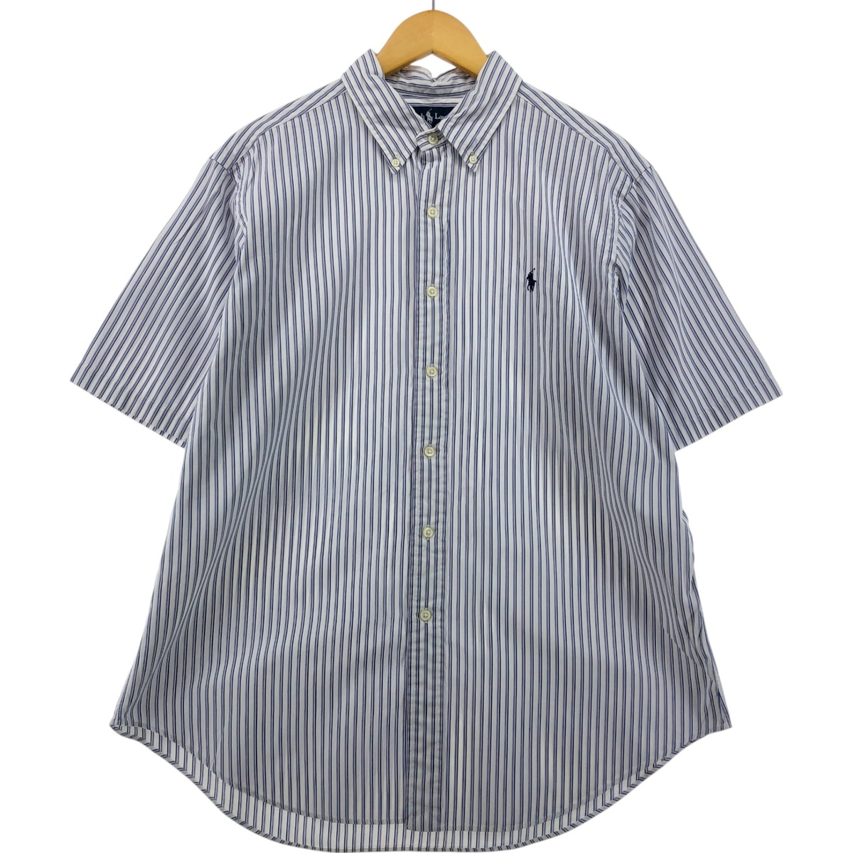 古着 ラルフローレン Ralph Lauren CLASSIC FIT マルチストライプ 半袖 ボタンダウン ストライプシャツ メンズXL相当/eaa555157