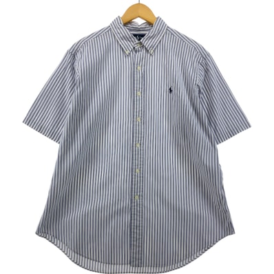 古着 ラルフローレン Ralph Lauren CLASSIC FIT マルチストライプ 半袖 ボタンダウン ストライプシャツ メンズXL相当/eaa555157