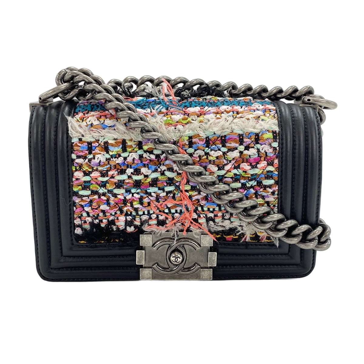 シャネル CHANEL ツイード ボーイシャネル スモール ショルダーバッグ【中古】