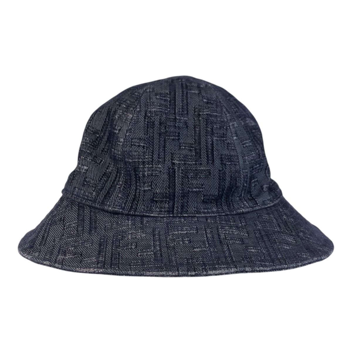 美品 FENDI フェンディ ズッカ サイズM ネイビー コットン デニム/ バケットハット 男女兼用 600596 【中古】