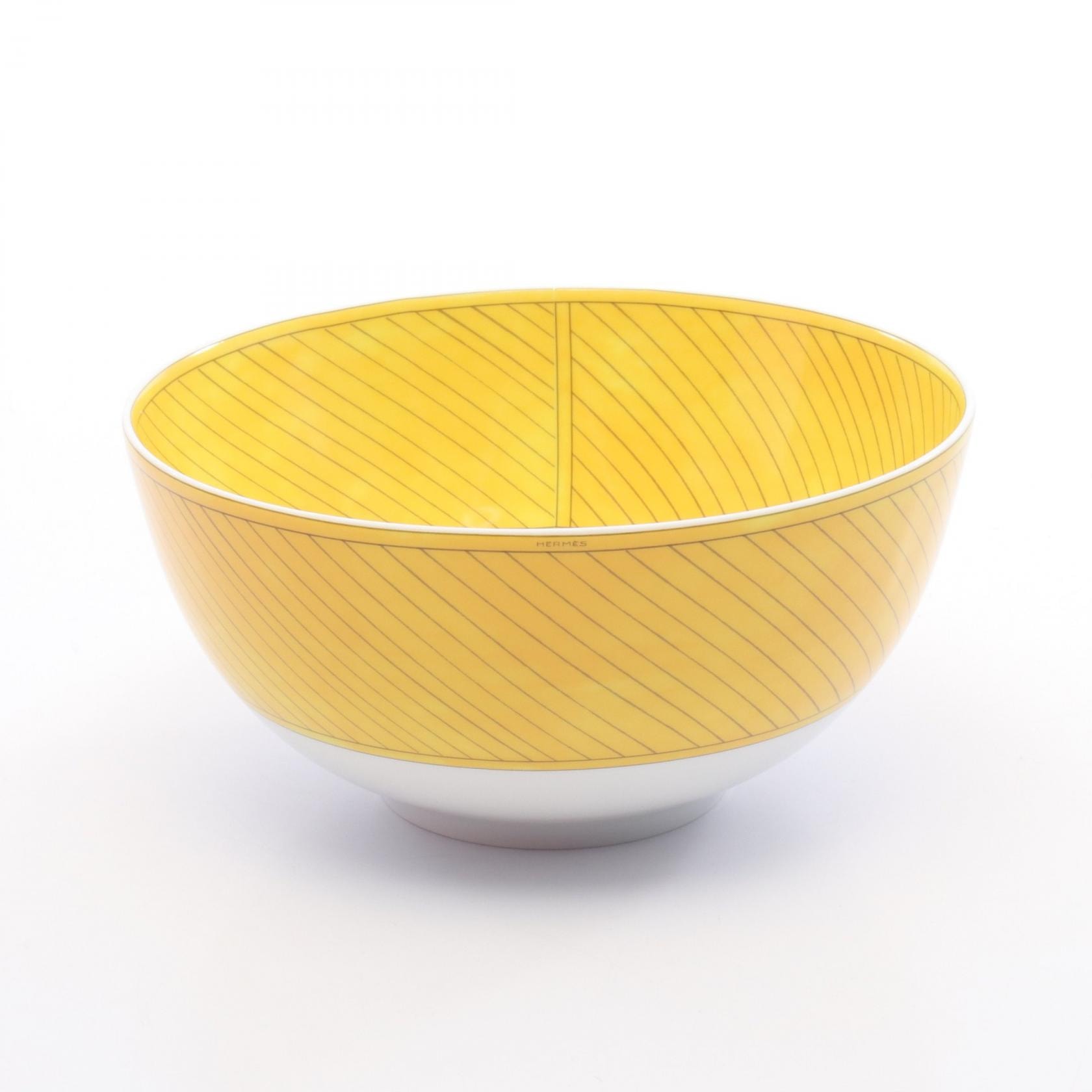 エルメス HERMES ソレイユドゥエルメス ボウルGM 食器 アクセサリー 陶器 ホワイト メンズ レディース イエロー系 / ホワイト系 / グレー系 【中古】