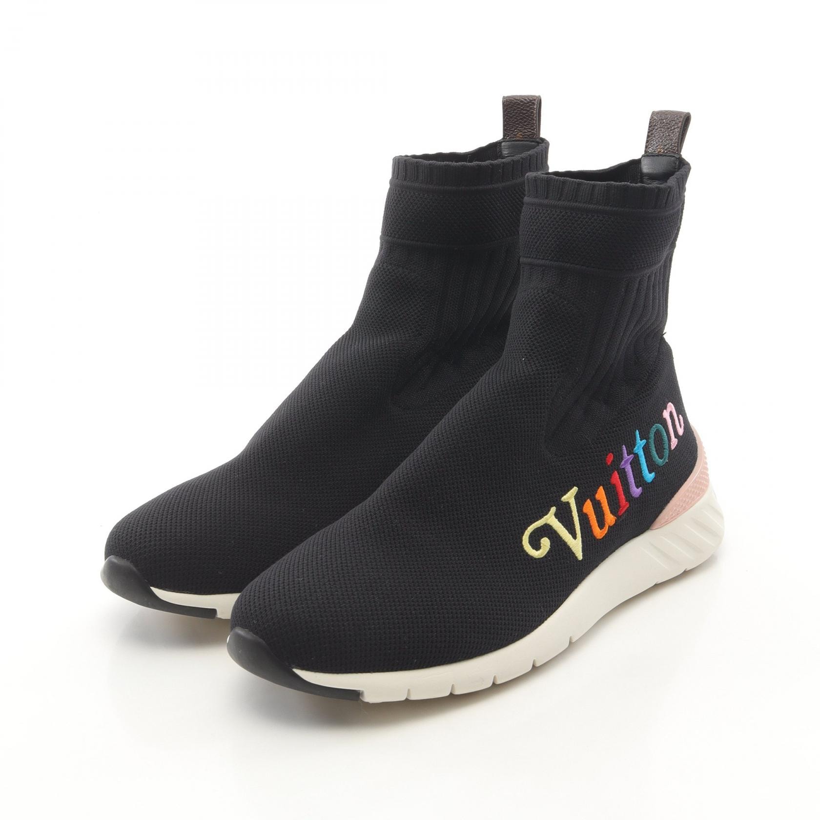 ルイ・ヴィトン LOUIS VUITTON アフターゲームライン ソックス スニーカー 靴 ファブリック レディース ブラック系 【中古】