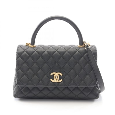 シャネル CHANEL ココハンドル29 トップハンドル フラップ バッグ マトラッセ 2WAY ハンドバッグ バッグ キャビアスキン(グレインドカーフ) レディース ブラック系 A92991 【中古】