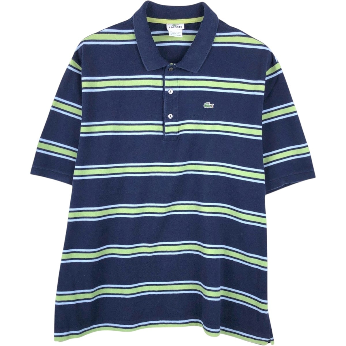 古着 ビッグサイズ ラコステ LACOSTE フランス企画 ボーダー柄 マルチボーダー 半袖 ボーダー ポロシャツ 9 メンズXXXL相当/eaa667508