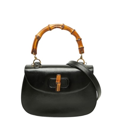 グッチ バンブー ハンドバッグ ショルダーバッグ 2WAY 000 2684 0633 ブラック レザー レディース GUCCI 【中古】