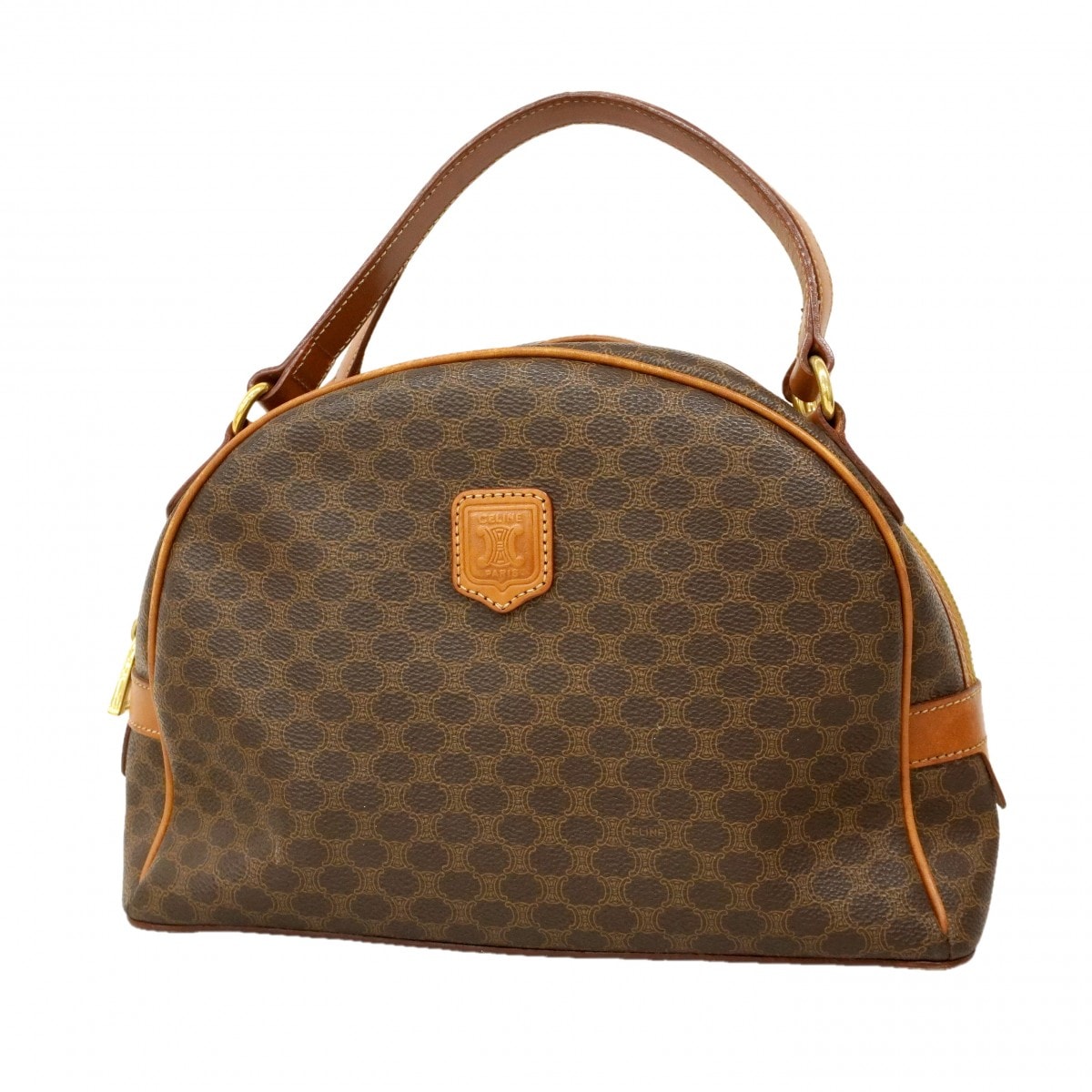 【6db0816-k】セリーヌ ハンドバッグ マカダム PVC ブラウン ゴールド金具【中古】レディース