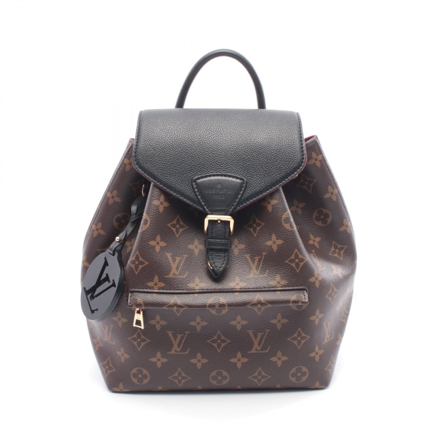 ルイ・ヴィトン LOUIS VUITTON モンスリ NM PM リュックサック バックパック バッグ PVCコーティングキャンバス レザー モノグラム レディース ブラウン系 / ブラック系 M45515 【中古】
