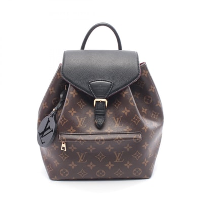 ルイ・ヴィトン LOUIS VUITTON モンスリ NM PM リュックサック バックパック バッグ PVCコーティングキャンバス レザー モノグラム レディース ブラウン系 / ブラック系 M45515 【中古】