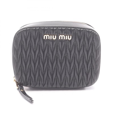 ミュウ ミュウ Miu Miu マテラッセ ポーチ バッグ レザー レディース ブラック系 【中古】