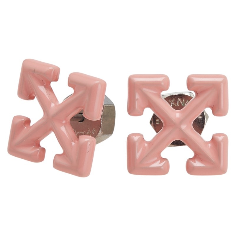 オフホワイト ミニ アロー スタッドピアス ピンク エナメル メンズ OFF-WHITE 【中古】