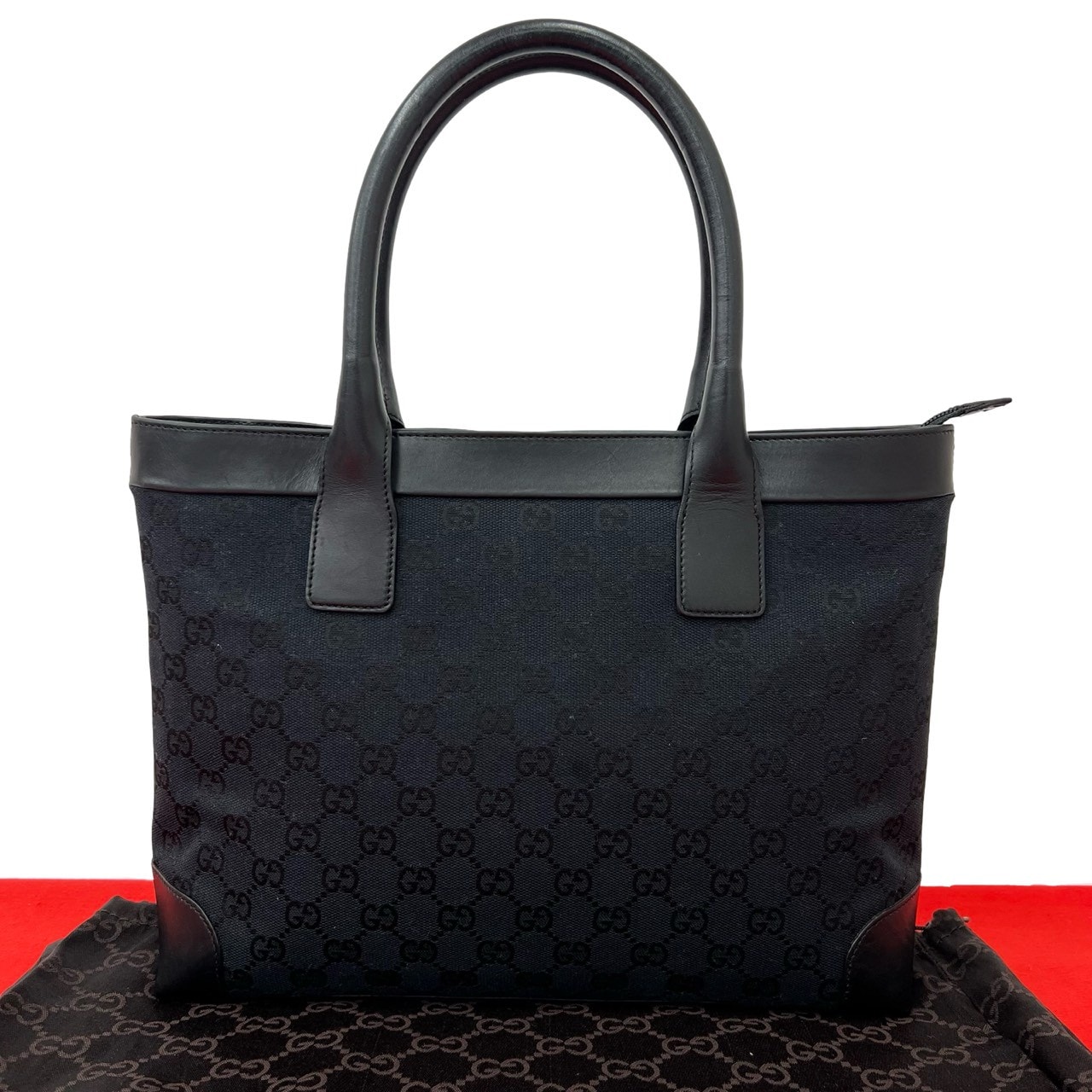 GUCCI グッチ レザー キャンバス ハンドバッグ ブラック
21159