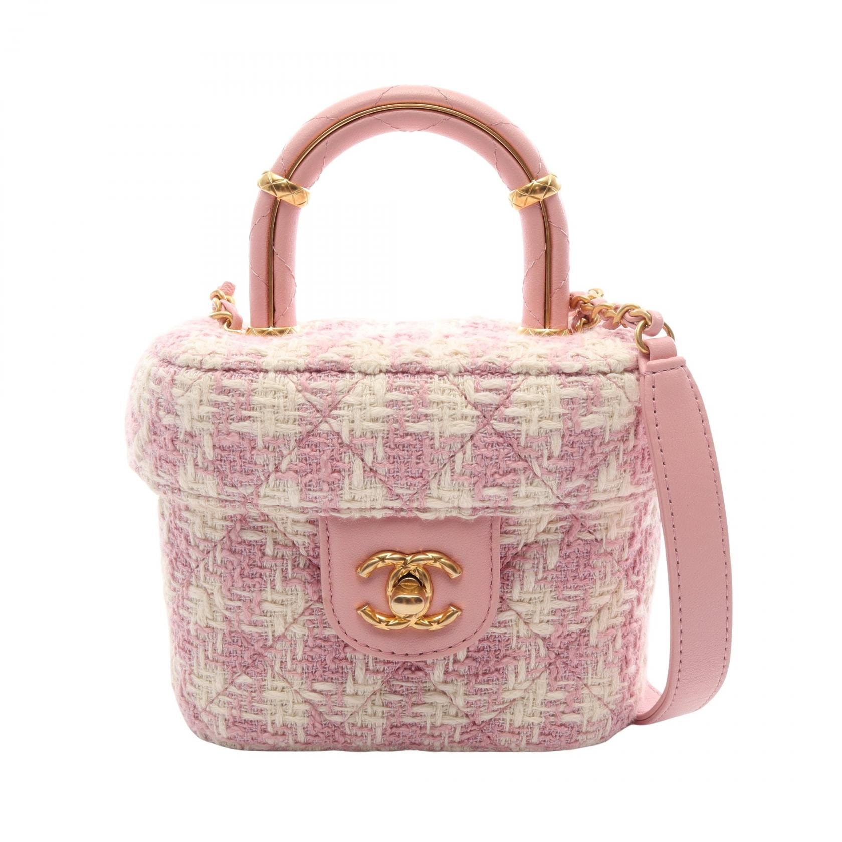 シャネル CHANEL マトラッセ バニティ 2WAY ショルダーバッグ バッグ ファブリック レザー レディース ピンク系 / ホワイト系 【中古】