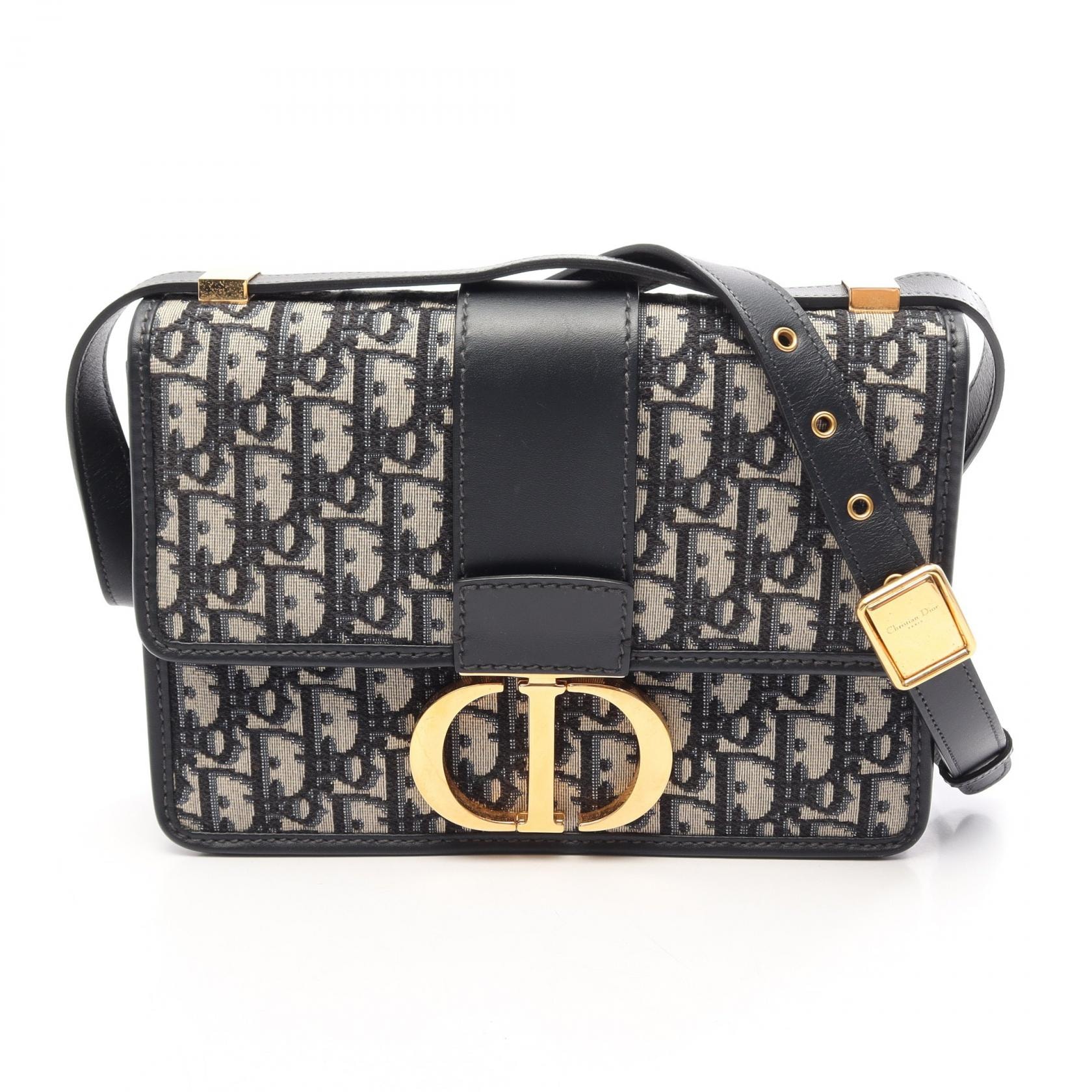 ディオール Dior 30 MONTAIGNE モンテーニュ オブリーク ショルダーバッグ バッグ キャンバス レザー レディース ベージュ系 / ネイビー系 M9203UMOS 【中古】